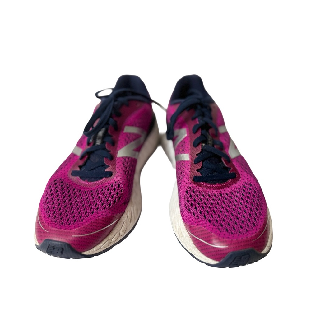 NEW BALANCE Pink Magenta & Navy Knit Running Shoes size 9.5 - Picture 3 of 11